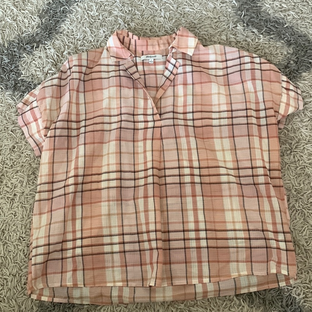 Madewell Plaid Shortsleeved Pullover - Small